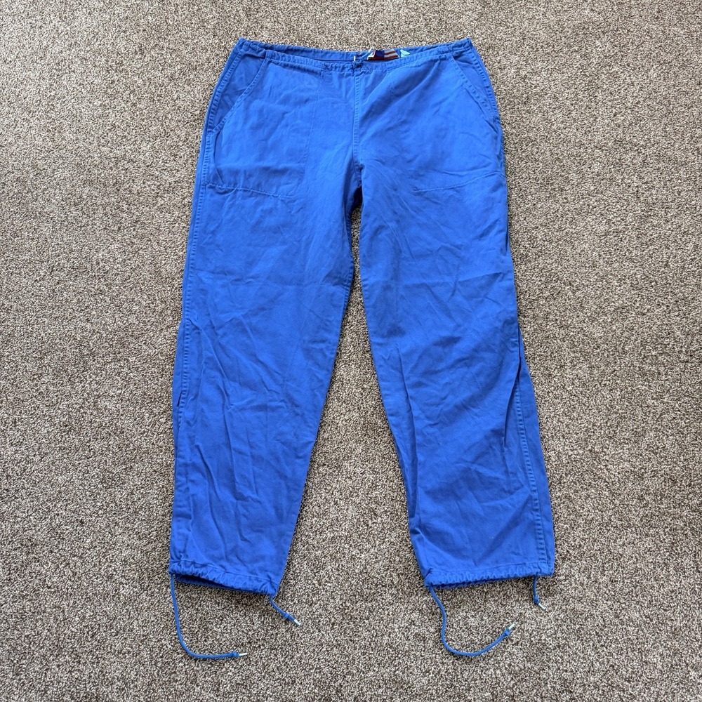 VTG 90s Y2K UFO Parachute Pants Blue Drawstring One Size Rave Hip Hop Techno USA